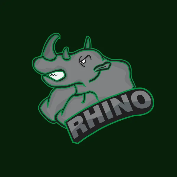 Rhino Esports Design Logotipo Projeto Mascote Rinoceronte —  Vetores de Stock