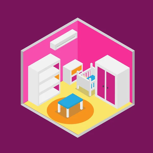 Baby Room Isometric Vector Design — стоковый вектор