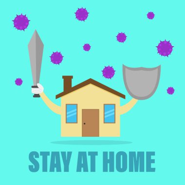 Virüsten kaçınmak için evde kalma illüstrasyon vektör tasarımı