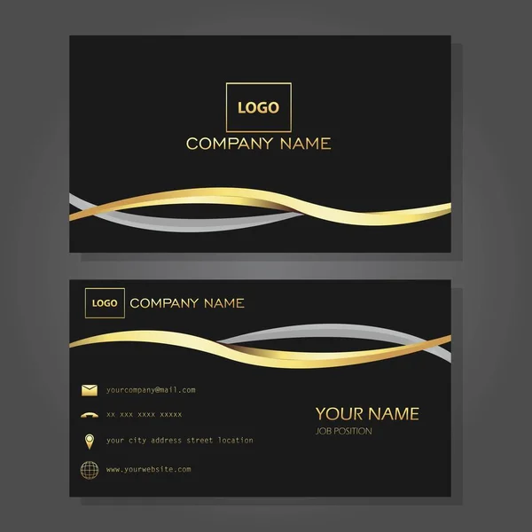 Illustration Vector Design Gold Wave Business Card — Stock Vector