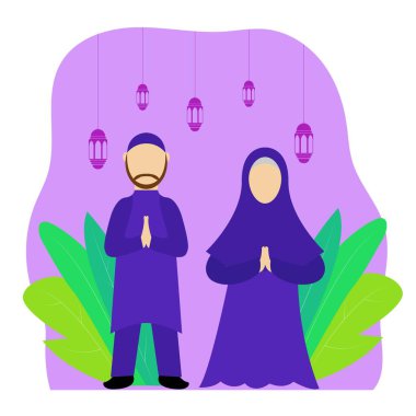 Müslüman duasının illüstrasyon vektör tasarımı