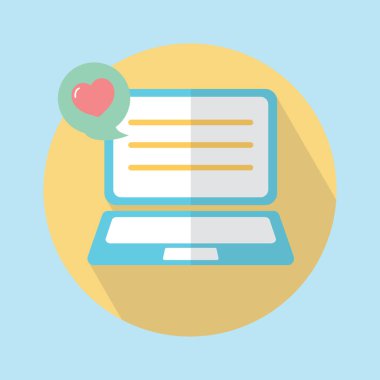 kalp konuşma baloncuklu laptop