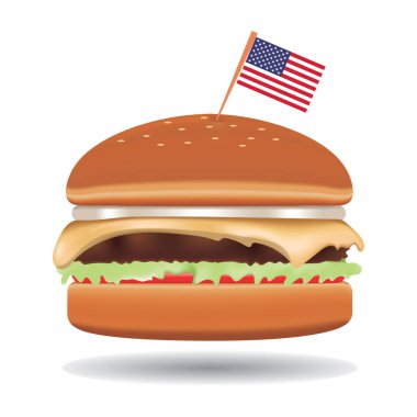 Amerikan bayrağıyla hamburger