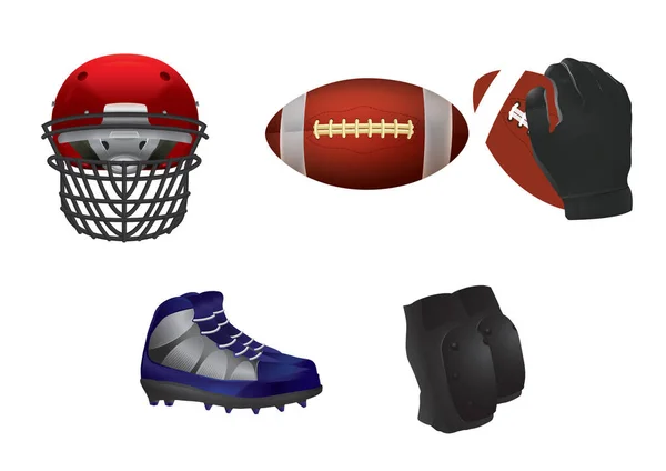 Football Equipment Collection Icon Illustration — 图库矢量图片