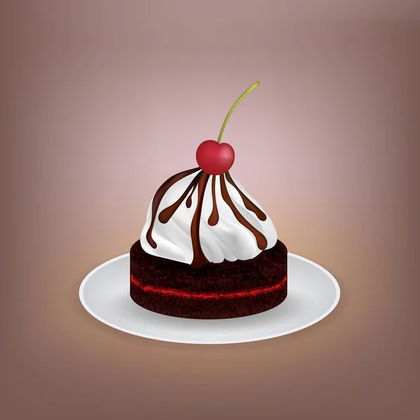 Gâteau Avec Garniture Cerise — Image vectorielle