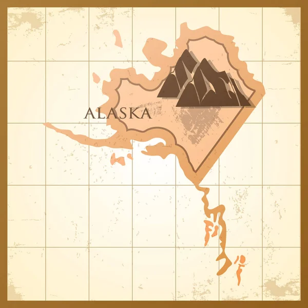 有高山的阿拉斯加州地图 — 图库矢量图片