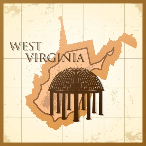 Een Kaart Van West Virginia Staat — Stockvector