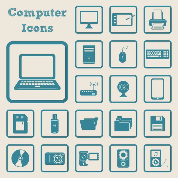 Kolekce Ikon Počítače — Stockový vektor