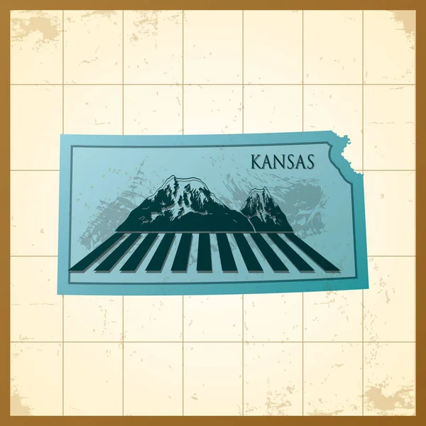 Une Carte État Kansas — Image vectorielle