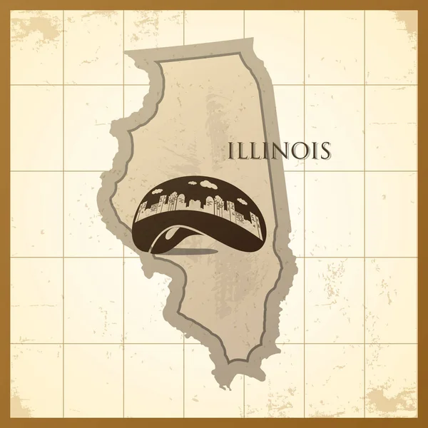 Mapa Del Estado Illinois — Vector de stock