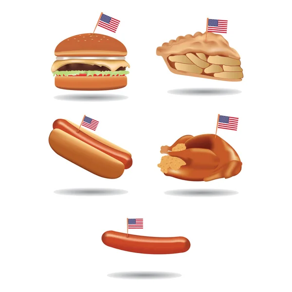 Żywność Flagami Amerykańskimi — Wektor stockowy