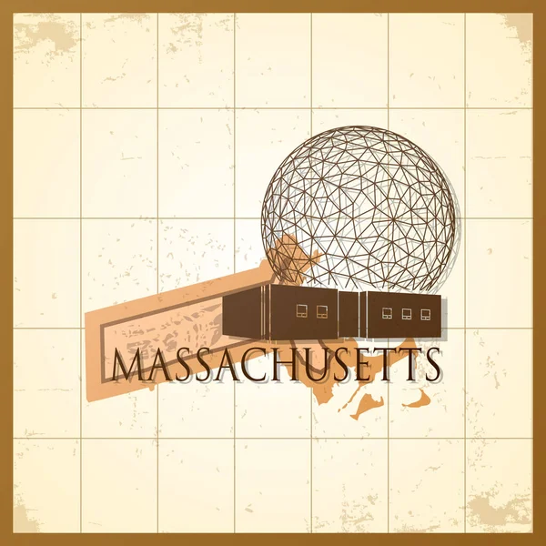 Kaart Van Massachusetts Staat — Stockvector