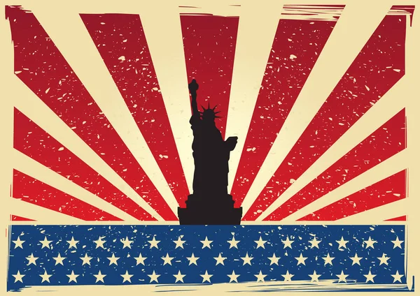 Etats Unis Drapeau Avec Statue Liberté Affiche — Image vectorielle