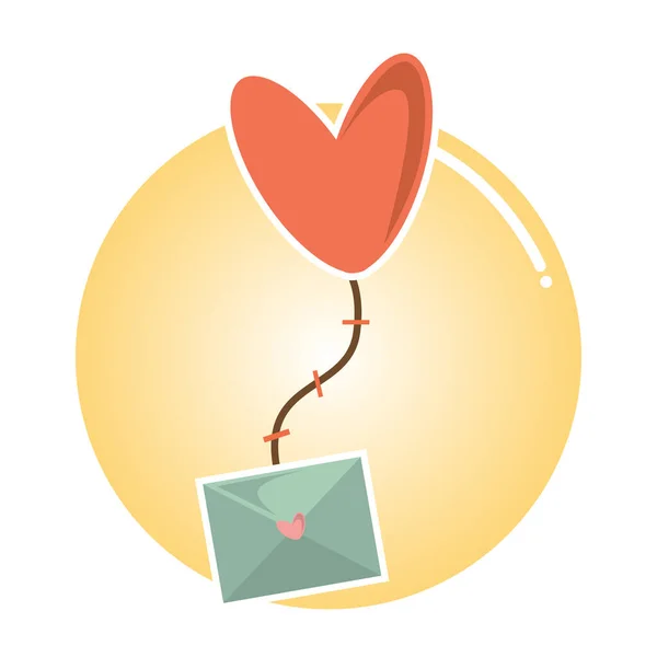 Love Letter Attached Balloon — Stock Vector