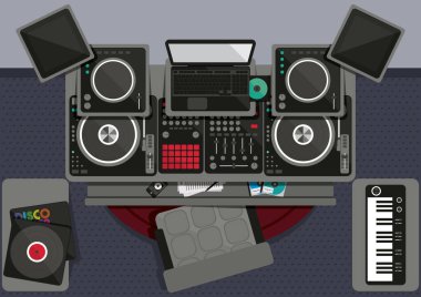DJ müzik ekipmanlarının koleksiyonu