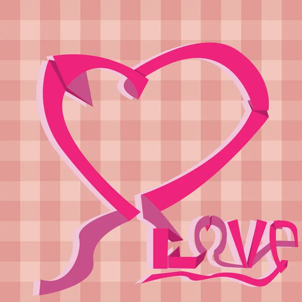 Ribbon Forming Heart Shape Love Text — Stock Vector