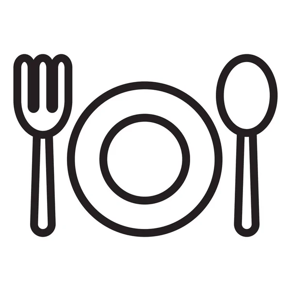 有叉子和勺子的盘子 — 图库矢量图片