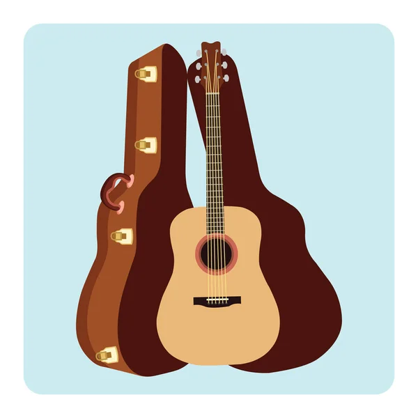 Guitarra Com Uma Caixa Guitarra — Vetor de Stock
