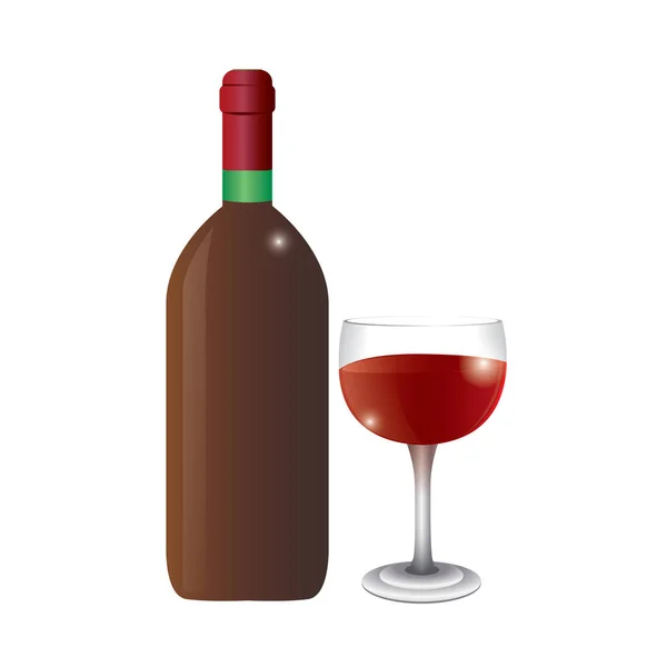 Copo Vinho Garrafa — Vetor de Stock