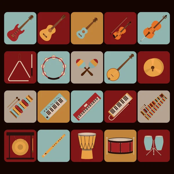 Conjunto Instrumentos Musicais —  Vetores de Stock
