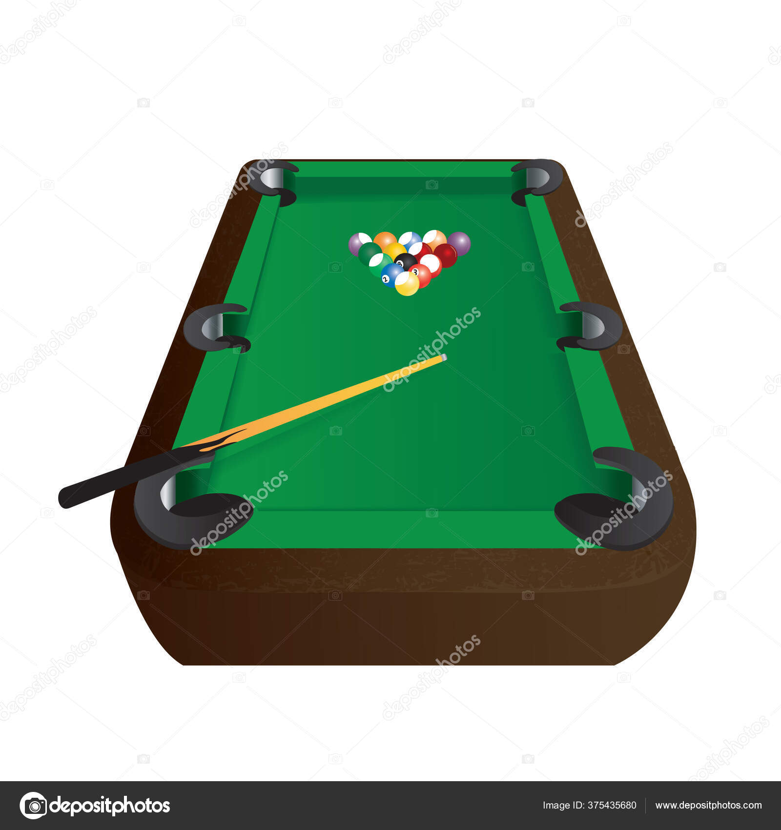 Pool table top view. Online billiard game green vector background