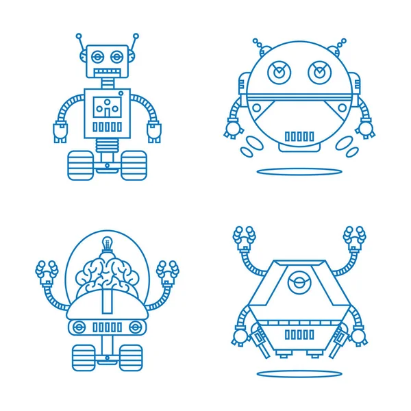 Kolekce Ilustrací Robotů — Stockový vektor