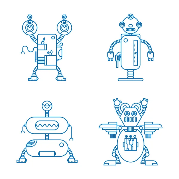 Samling Robotar Illustration — Stock vektor