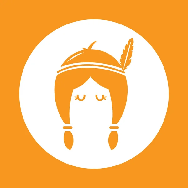 Mujer Tribal Con Diadema Plumas — Vector de stock