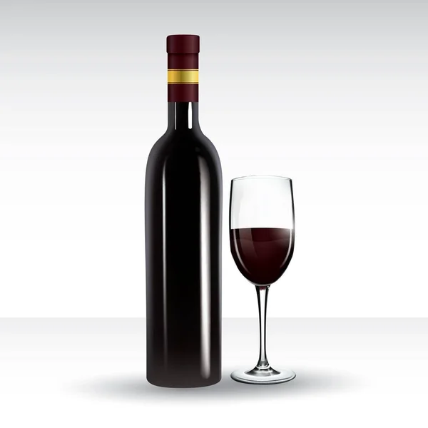 Weinglas Und Weinflasche — Stockvektor