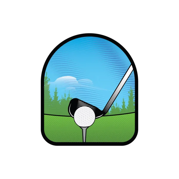 Club Golf Avec Balle Sur Tee — Image vectorielle