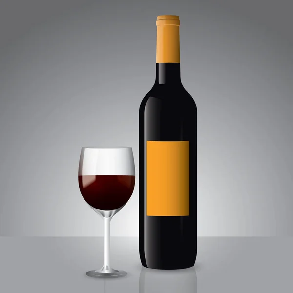 Botella Vino Vidrio — Vector de stock