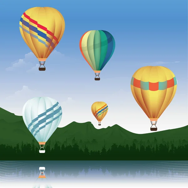Φόντο Αερόστατου Θερμού Αέρα — Διανυσματικό Αρχείο