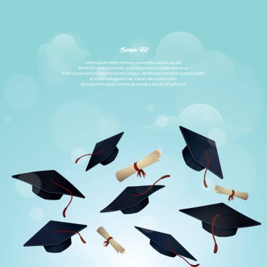 graduation hat and certificate poster clipart