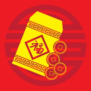 Para resimli kırmızı bir paket.