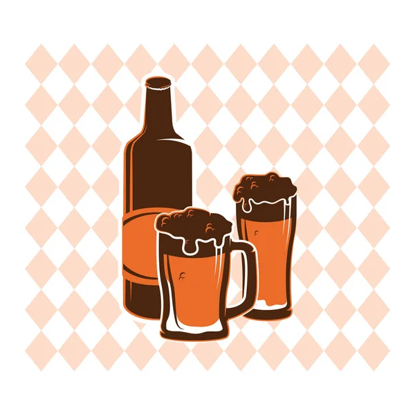 Uma Garrafa Cerveja Caneca Ilustração — Vetor de Stock