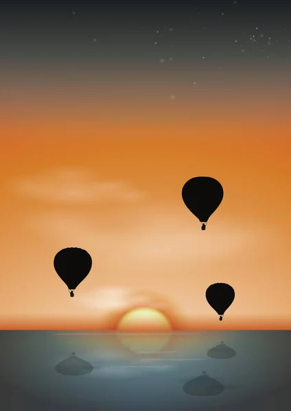 Hot Air Balloons Sunrise Background — Stock Vector