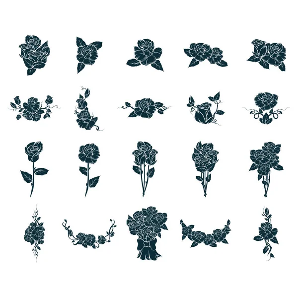 Ensemble Fleurs Roses — Image vectorielle