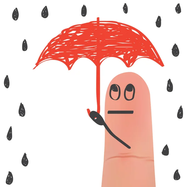 Een Vinger Holding Paraplu Illustratie — Stockvector