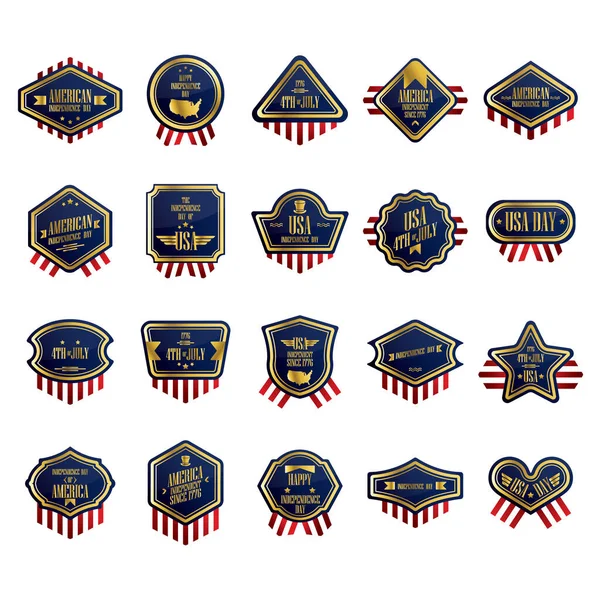 Amerikaanse Badges Voor Onafhankelijkheidsdag — Stockvector