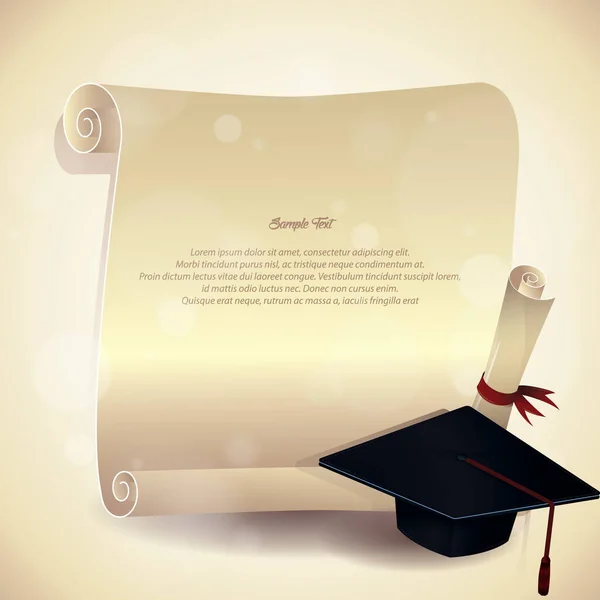 Καπέλο Αποφοίτησης Και Αφίσα Πιστοποιητικού — Διανυσματικό Αρχείο