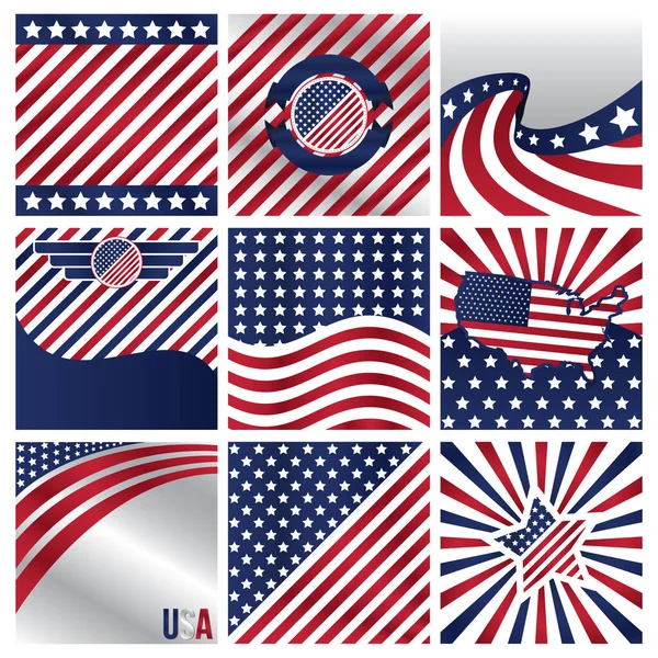 Collection Icônes Drapeau Des Etats Unis — Image vectorielle