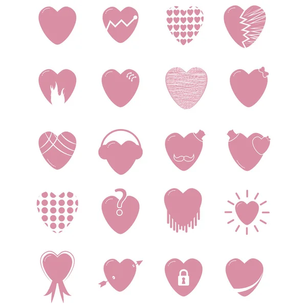 Conjunto Iconos Del Corazón — Vector de stock