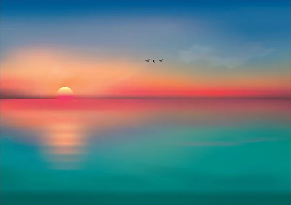 阳光和大海的景色 — 图库矢量图片
