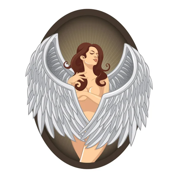 天使の翼を持つ女性 — ストックベクタ