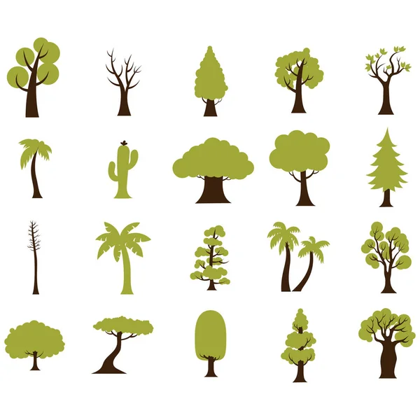 Enkel Uppsättning Träd Illustration — Stock vektor