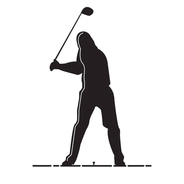 打高尔夫球的人的轮廓 — 图库矢量图片