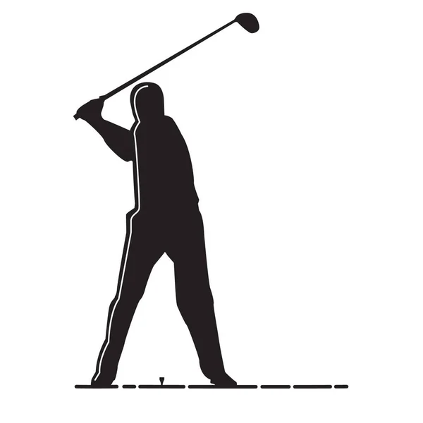 Silhouette Homme Jouant Golf — Image vectorielle