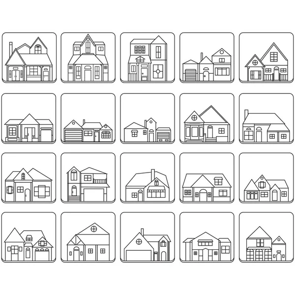 Reihe Von Haussymbolen — Stockvektor