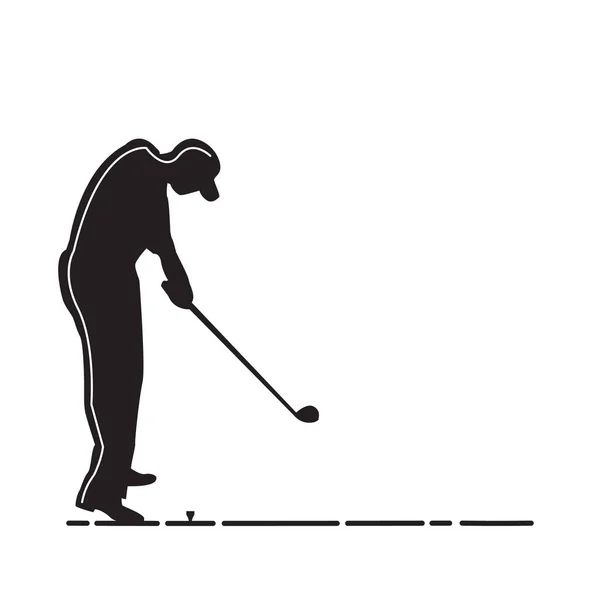 Silhouette Dell Uomo Che Gioca Golf — Vettoriale Stock