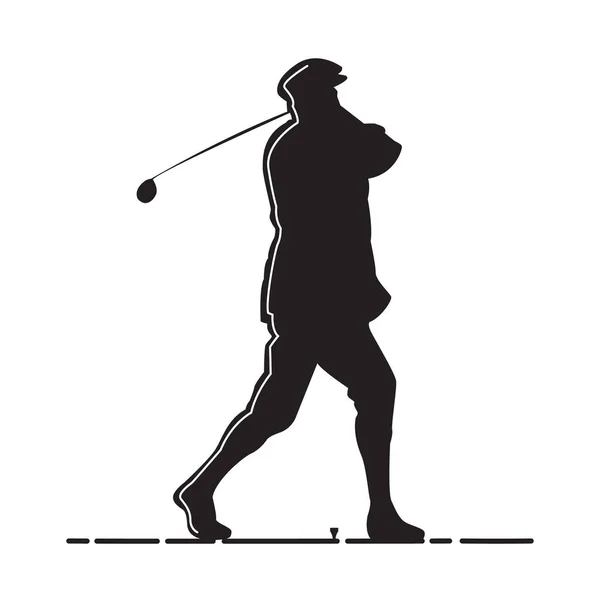 Silhouette Eines Mannes Beim Golfspielen — Stockvektor